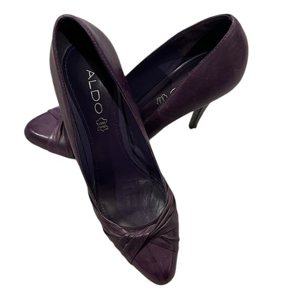 ALDO Purple Leather 4" Pump Heels Size 39 - Picture 1 of 14